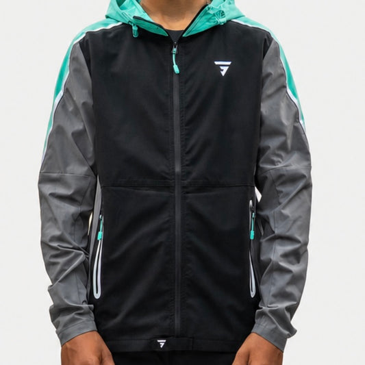 Griid Reflect Set - Jacket & Shorts - Black / Fresh Mint (Junior)