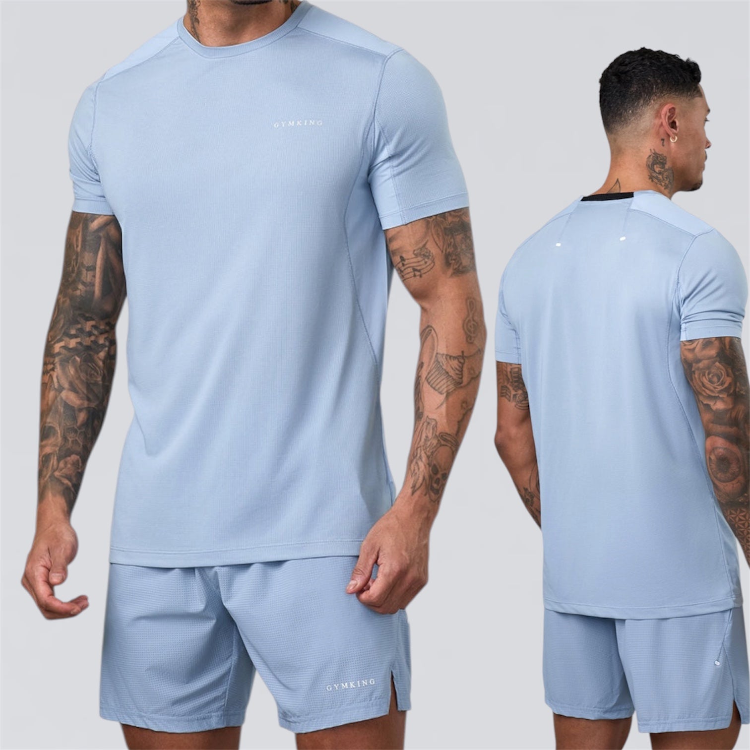 Gym King Energise Set - Tee & Shorts  - Powder Blue