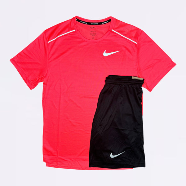 Nike Miler & Dri-Fit - Tee & Shorts - Punch / Black