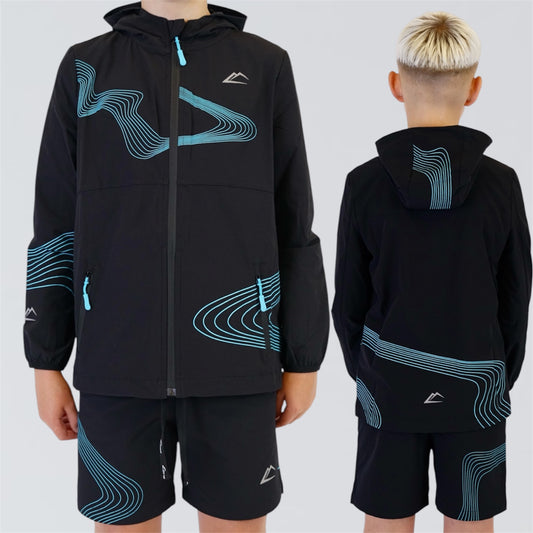 ActiveLine Wave - Jacket & Shorts Set - Black / Turquoise (Junior)