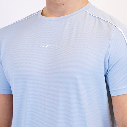 Gym King Core Piped Tee - Fresh Blue