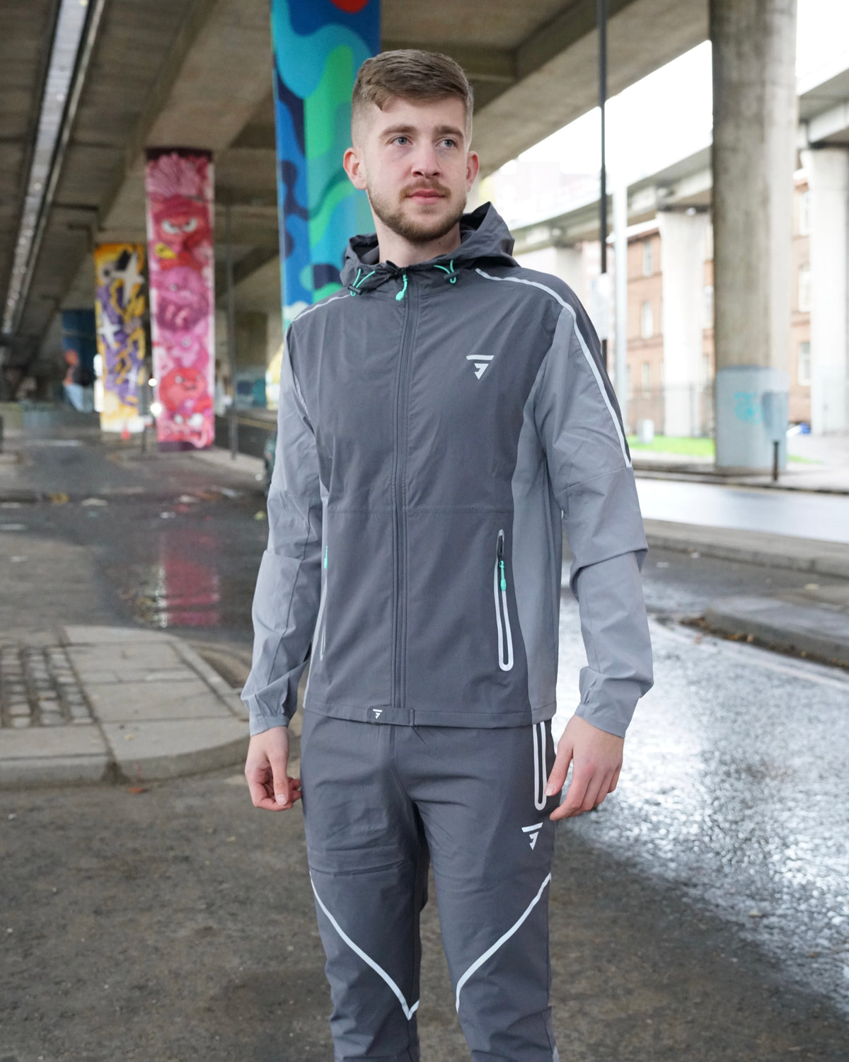 GRIID Reflect 3 Piece Bottoms Set - Light Grey / Mint