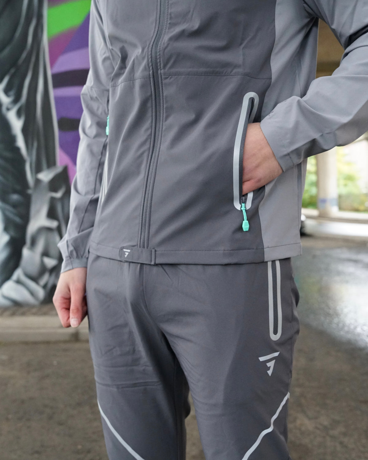 GRIID Reflect 3 Piece Bottoms Set - Light Grey / Mint