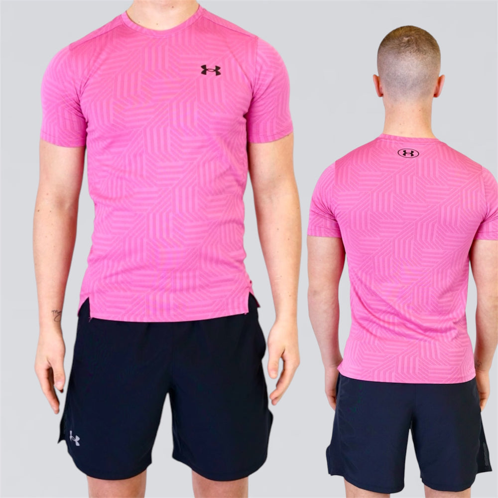 Under Armour Geotessa Set - Tee & Shorts - Pink / Black