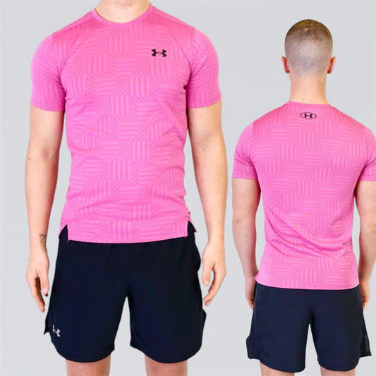 Under Armour Geotessa Set - Tee & Shorts - Pink / Black