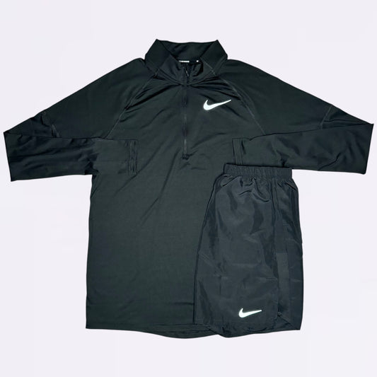 Nike Element / Challenger Set - Half Zip & Shorts - Black