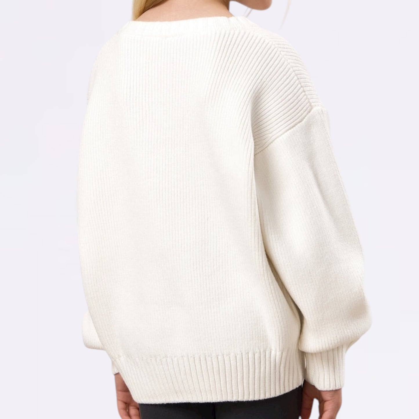 Gym King Knitted Crew (Girls) - Cream