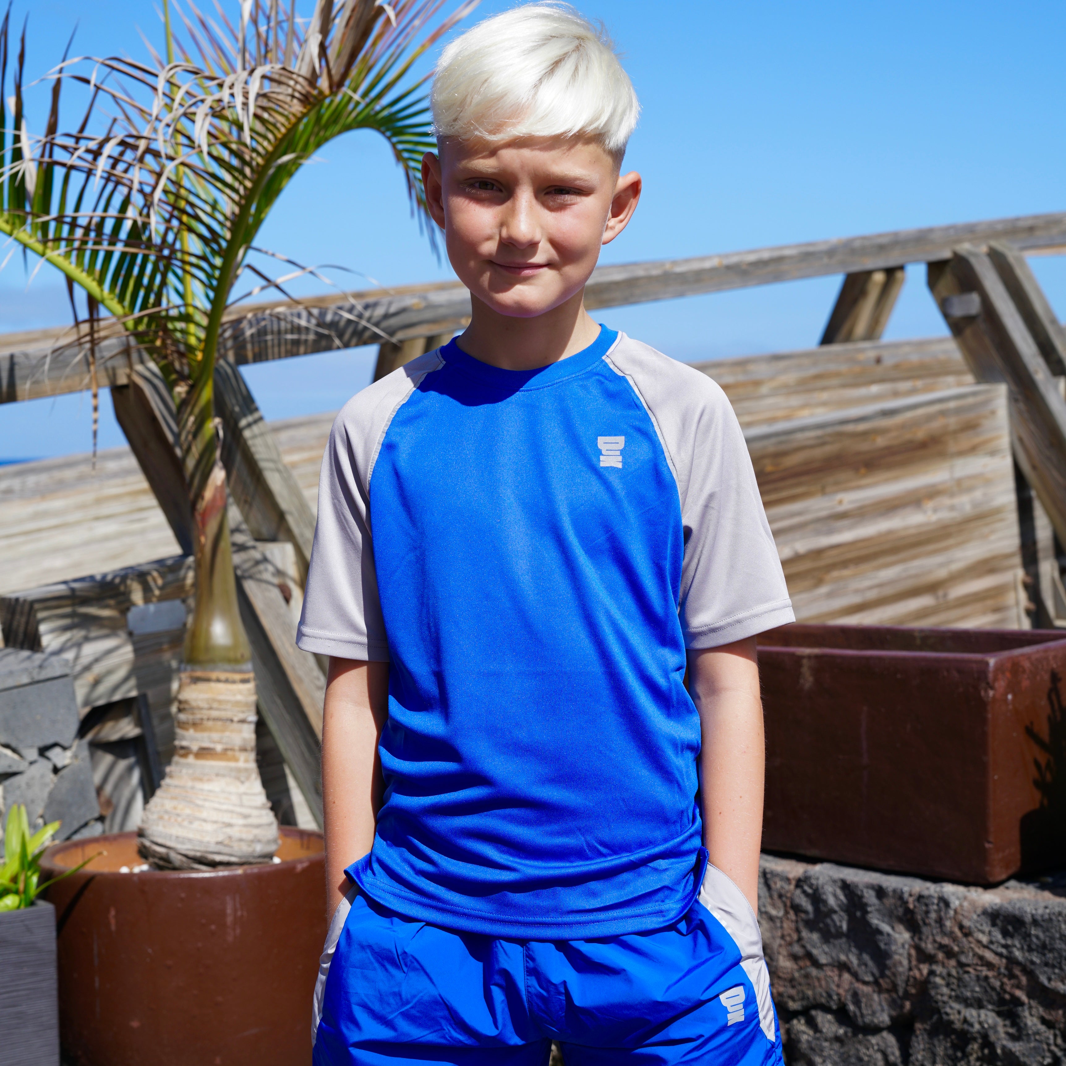 DJK Active Tee & Short Set - Blue / Grey (Junior)