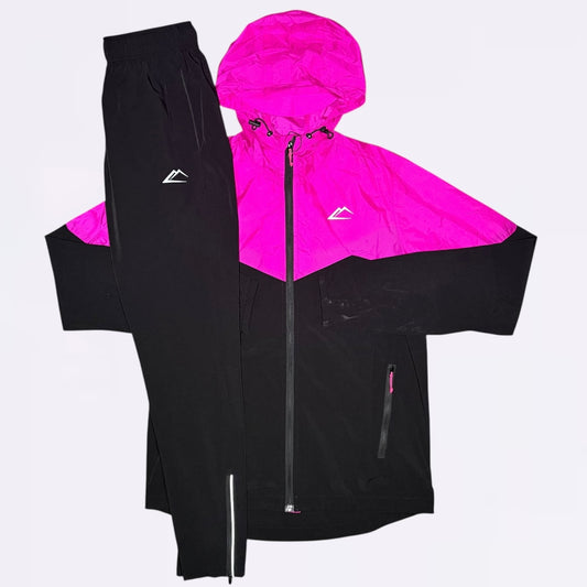 ActiveLine Surge Windrunner & Bottoms Set - Black / Pink