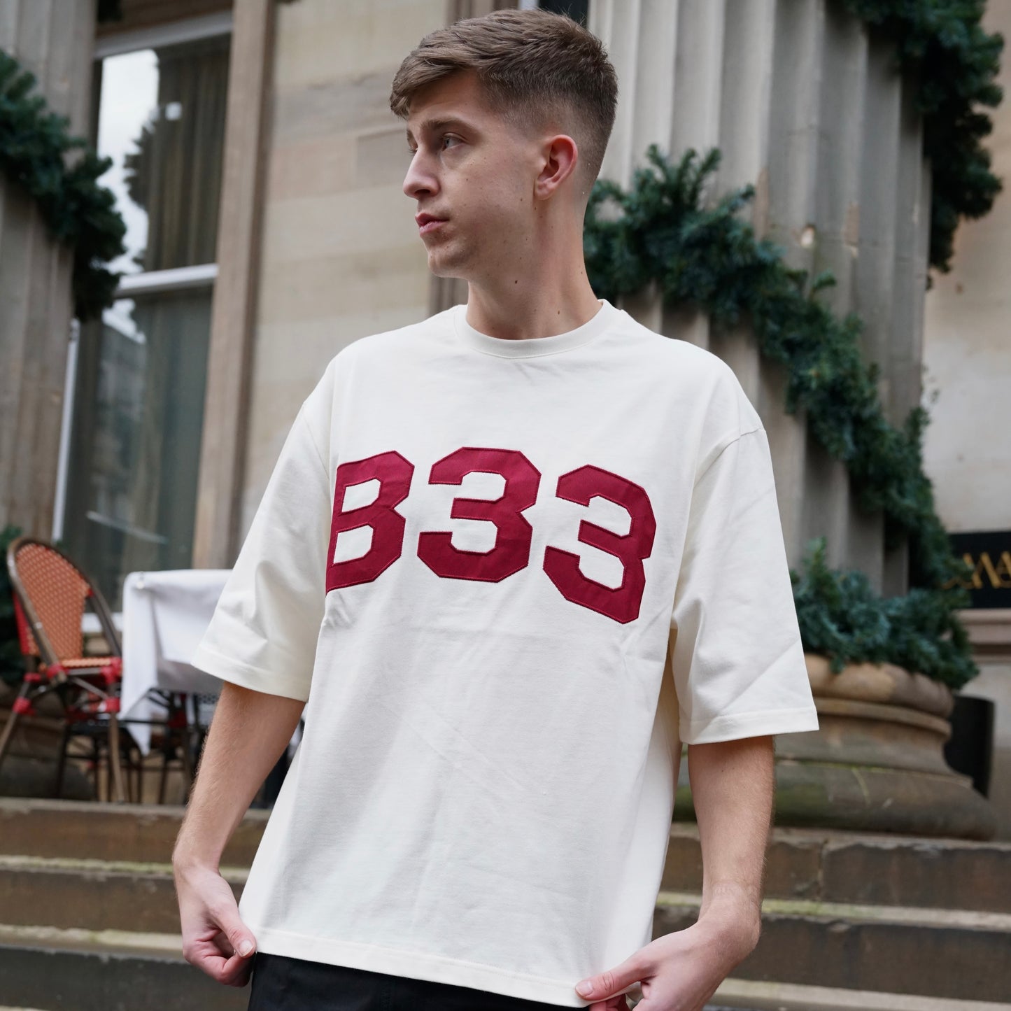 Bee Inspired Big Logo Tee - Off White / Red