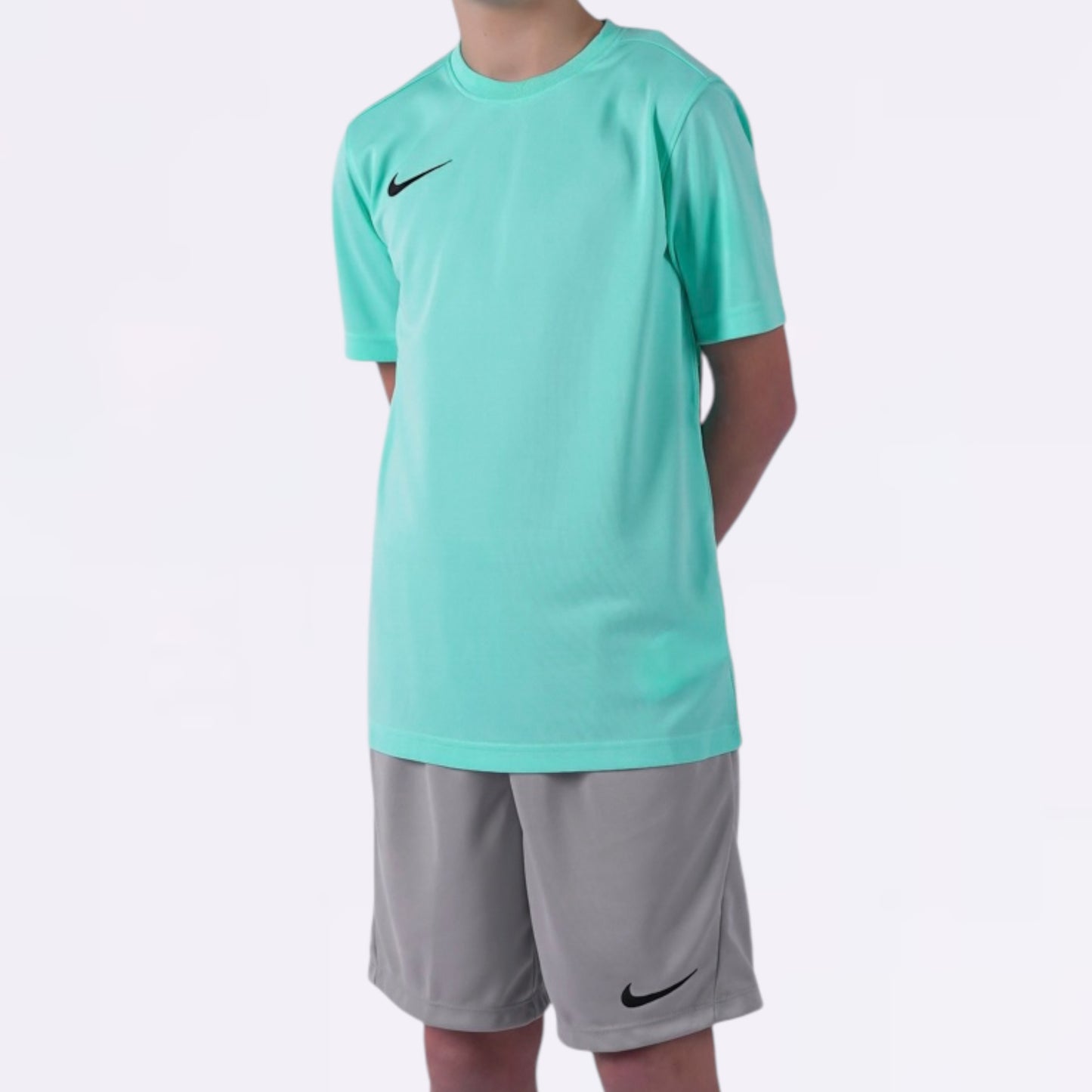 Nike Dri Fit Set - Tee & Shorts - Mint Green / Grey (Junior)