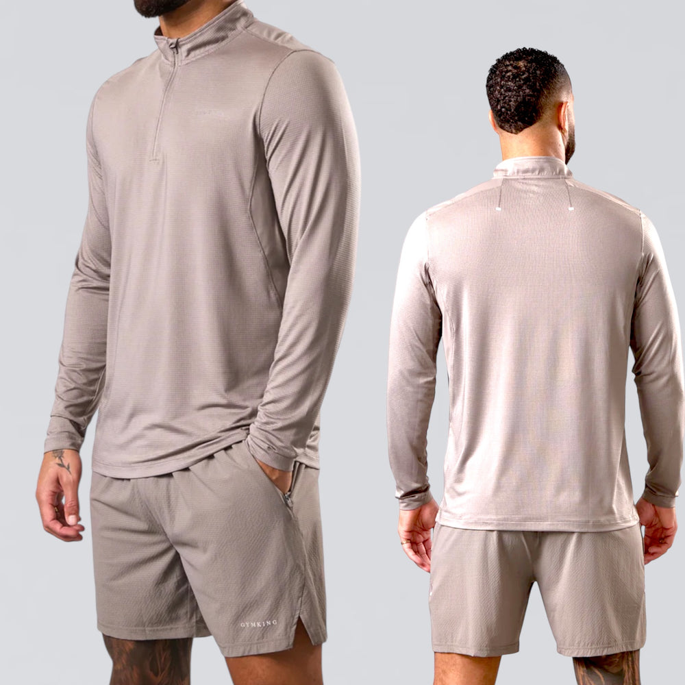 Gym King Energise Set - Half Zip & Shorts  - Truffle
