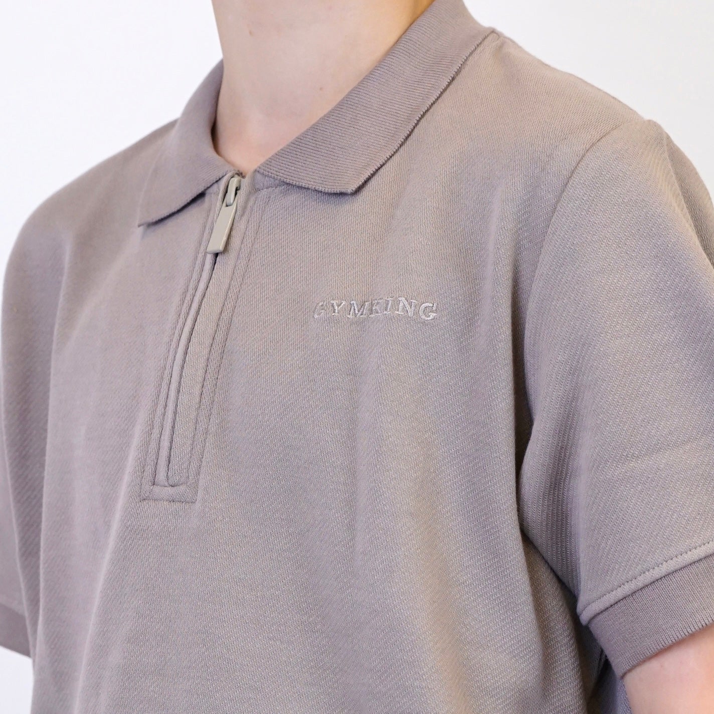 Gym King Zipped Polo Set - Beige (Junior)