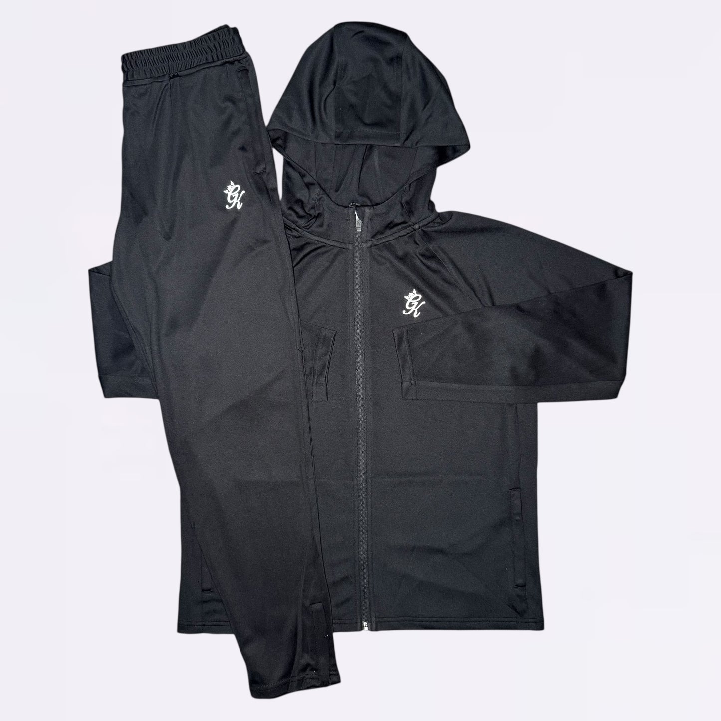 Gym King Lightweight Poly Full Zip Set - Black (Junior)