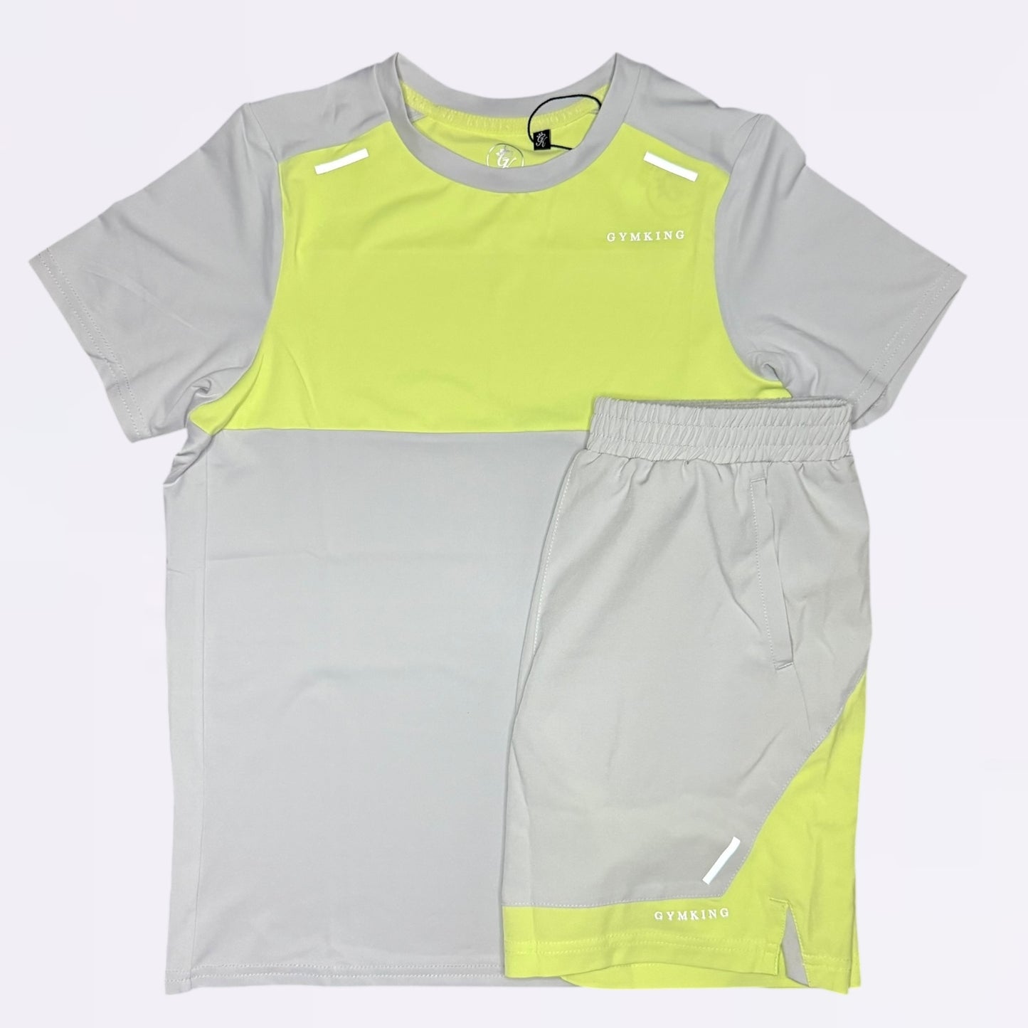 Gym King Advance Tee & Shorts Set  - Grey Lime (Junior)
