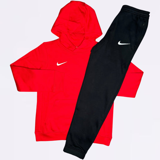 Nike Park Hoodie & Joggers Set - Red / Black (Junior)