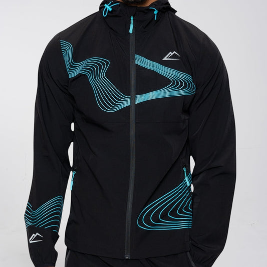 ActiveLine Wave Windrunner & Bottoms Set - Black / Turquoise