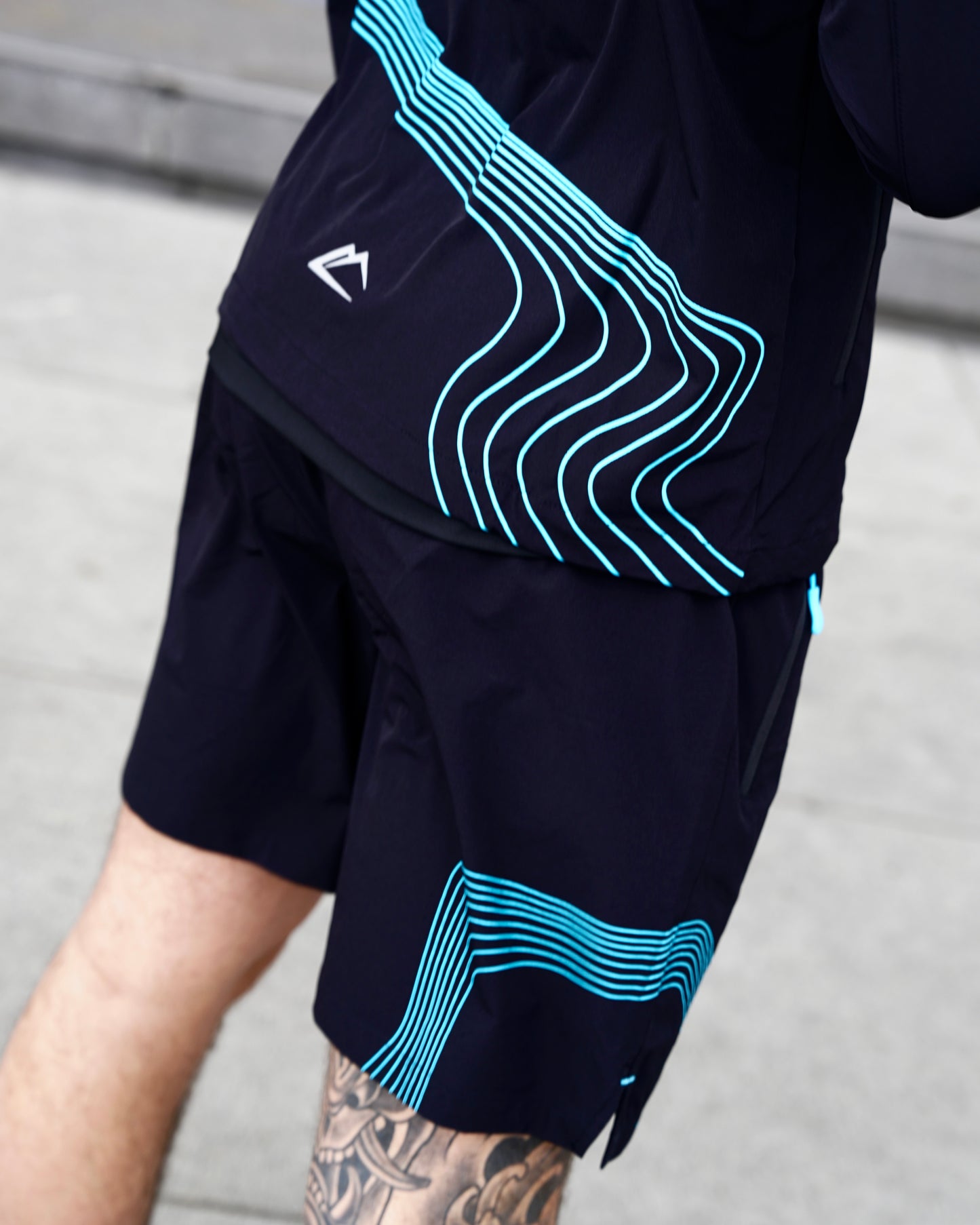 ActiveLine Wave 3 Piece Shorts Set - Black / Blue
