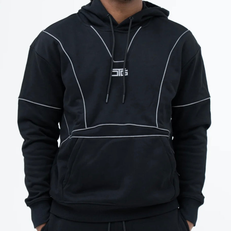 OTG Piping Hoodie Set - Black