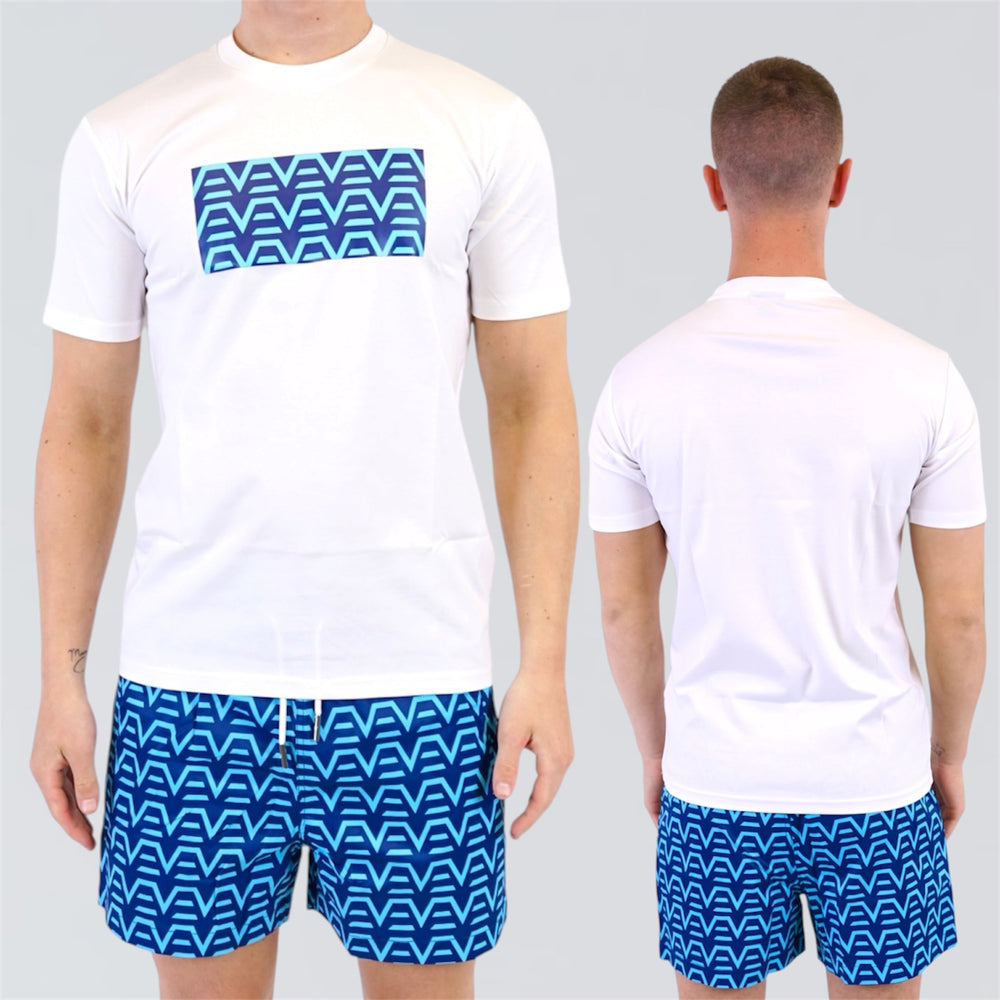 Envi Digital Reef Tee & Shorts Set - White / Blue
