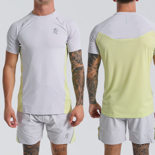 GymKing Flex 2.0 Tee & Shorts Set - Light Grey/Sherbet Lime