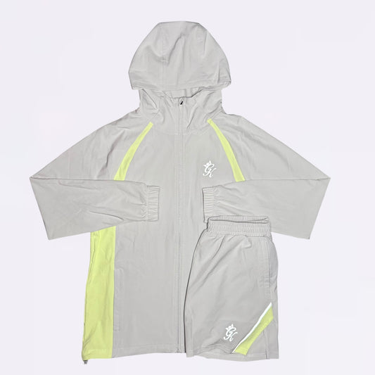 GymKing Flex 2.0 Jacket & Shorts Set - Light Grey/Sherbet Lime