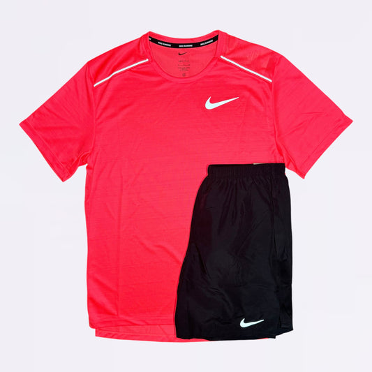 Nike Miler & Challenger - Tee & Shorts - Punch / Black