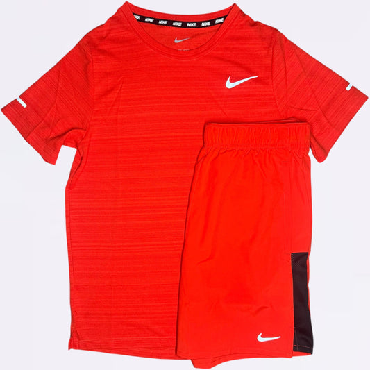 Nike Miler Set - Tee & Shorts - Picante Red (Junior)