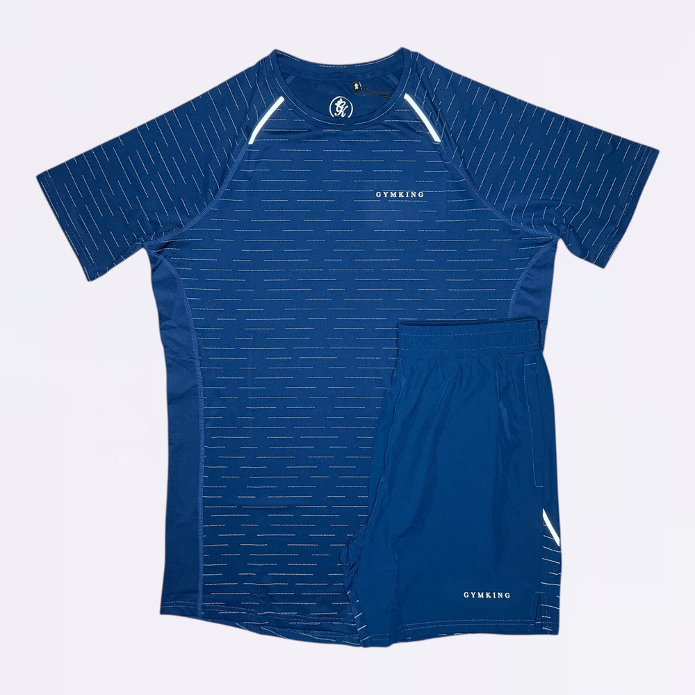 GymKing Stamina Performance Tee & Shorts Set  - Blue