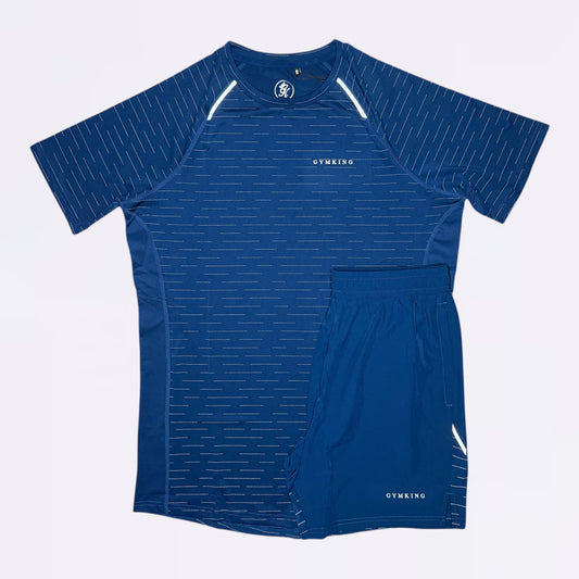 GymKing Stamina Performance Tee & Shorts Set  - Blue