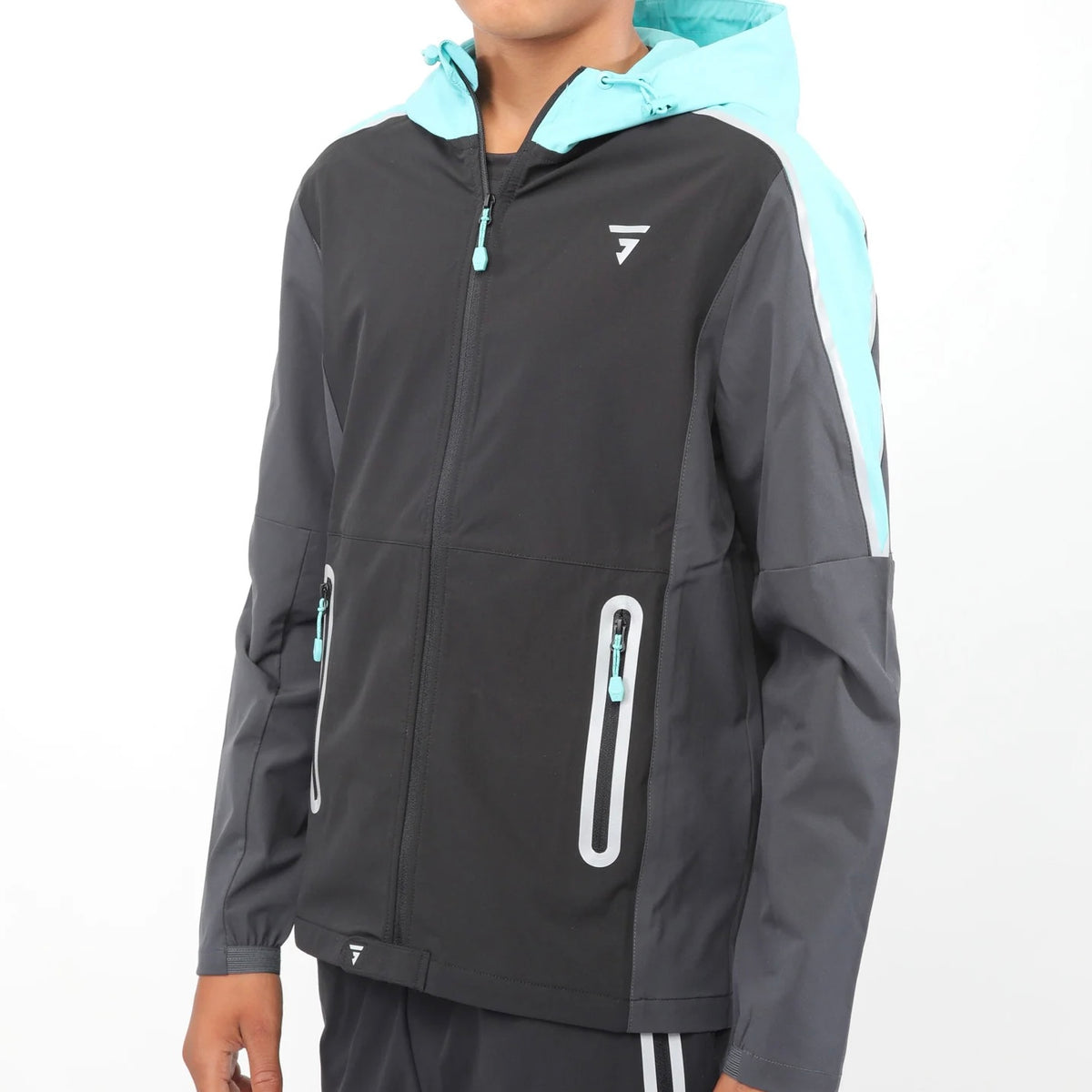 GRIID Reflect Set - Jacket & Bottoms - Black / Aqua (Junior)