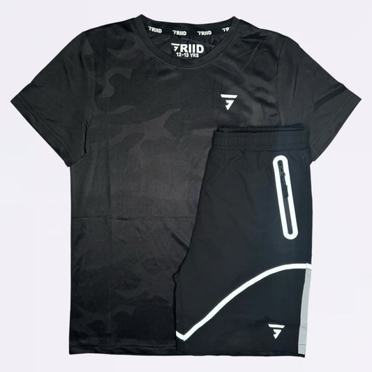 GRIID Camo Set - Tee & Shorts - Black (Junior)