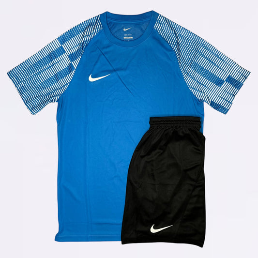 Nike Dri Fit Academy Set - Tee & Shorts - Blue / Black (Junior)