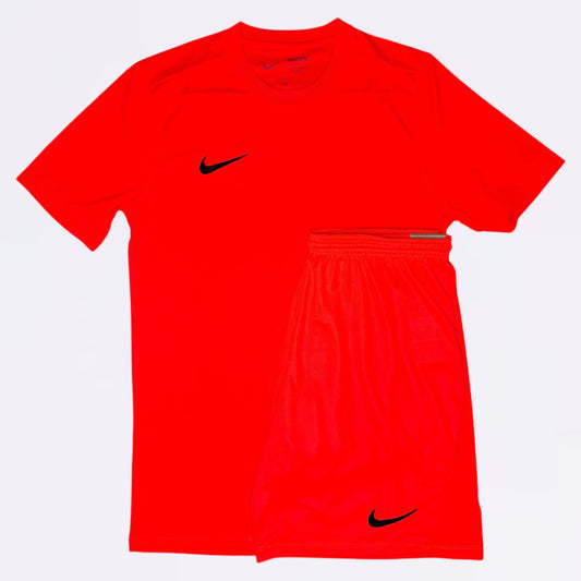 Nike Dri Fit Set - Tee & Shorts - Crimson Red (Junior)