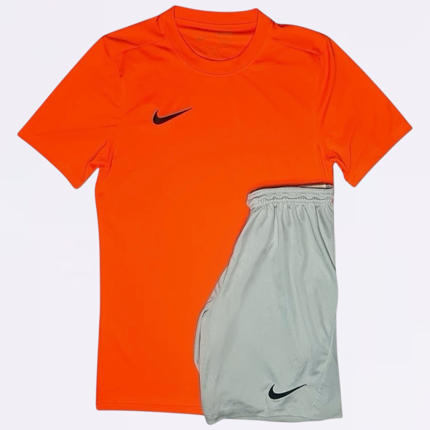 Nike Dri Fit Set - Tee & Shorts - Orange / Grey (Junior)