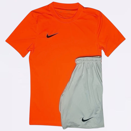 Nike Dri Fit Set - Tee & Shorts - Orange / Grey