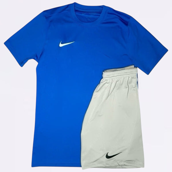 Nike Dri Fit Set - Tee & Shorts - Royal Blue / Grey