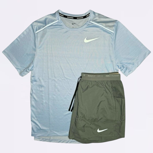 Nike Miler & Flex Stride Set - Tee & Shorts - Cobalt Blue / Grey