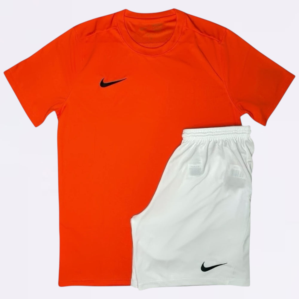 Nike Dri Fit Set - Tee & Shorts - Orange / White (Junior)