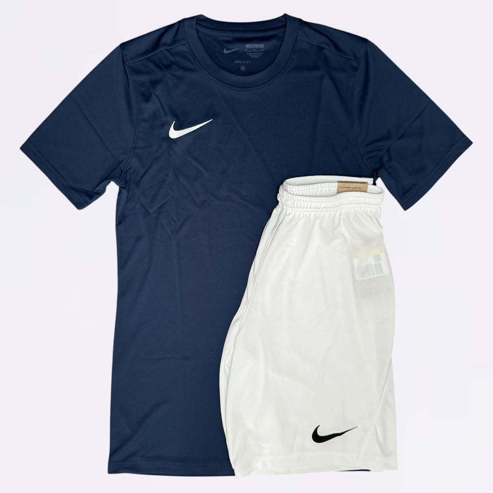 Nike Dri Fit Set - Tee & Shorts - Navy / White (Junior)