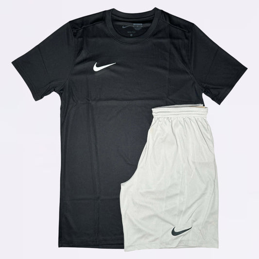 Nike Dri Fit Set - Tee & Shorts - Black / Grey (Junior)