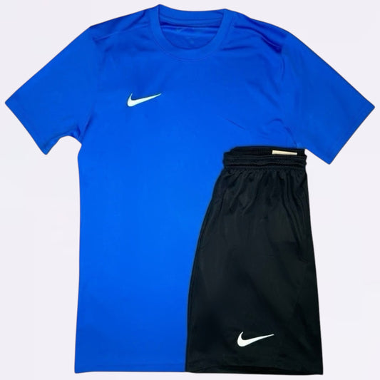 Nike Dri Fit Set - Tee & Shorts - Royal Blue / Black