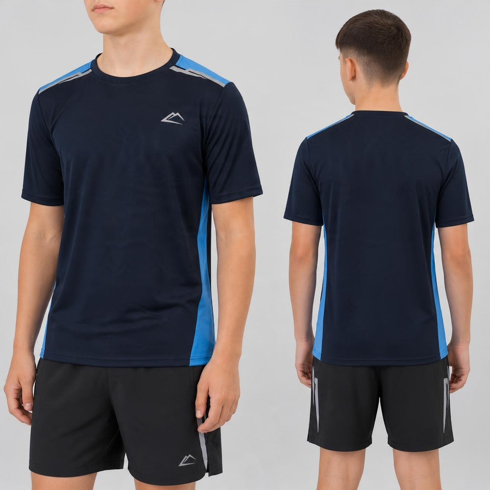 ActiveLine Tempo T-Shirt & Shorts Set Navy / Black (Junior) on junior model