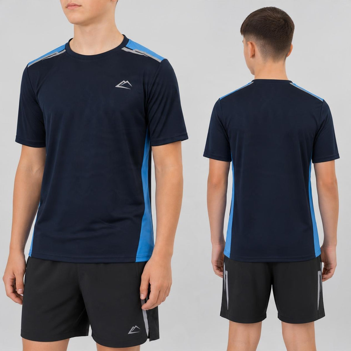 ActiveLine Tempo T-Shirt & Shorts Set Navy / Black (Junior) on junior model
