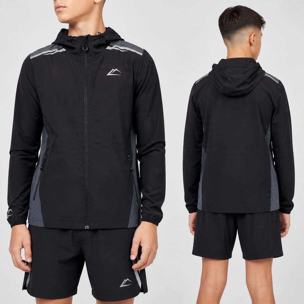 ActiveLine Tempo Jacket & Shorts Set Black (Junior) on junior model